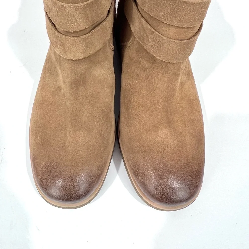 NWT UGG Josefene Ankle Boots Distressed Suede Strap Short Booties Chestnut Tan